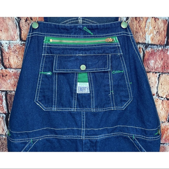Vintage 90s Liberty Men’s Denim Bib Blue Jean Overalls 40x32 Workwear Farmer - Picture 2 of 5